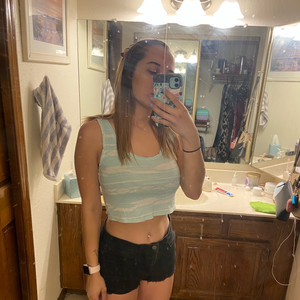 Aerie cropped blue tank top
